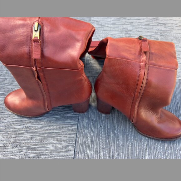Sam Edelman Maroon Leather Boots Size 8 - Picture 4 of 7